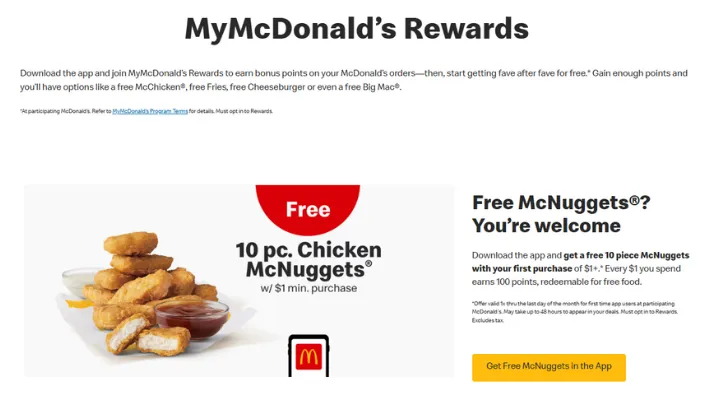 Earn McDonald's rewards and free food on Earnne