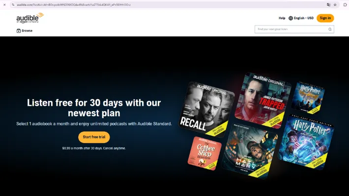 عروض تجربة Audible Plus وخيارات الخطة