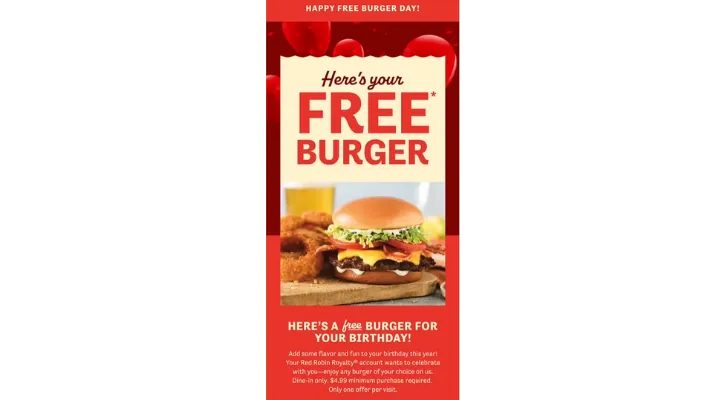 برغر عيد ميلاد مجاني ومكافآت المطاعم