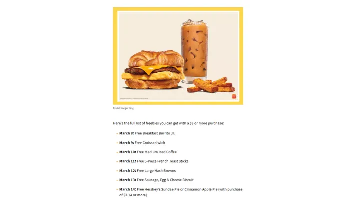 Burger King freebies day और rewards