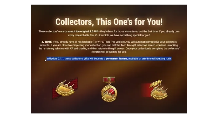 World of Tanks gift and free premium tanks